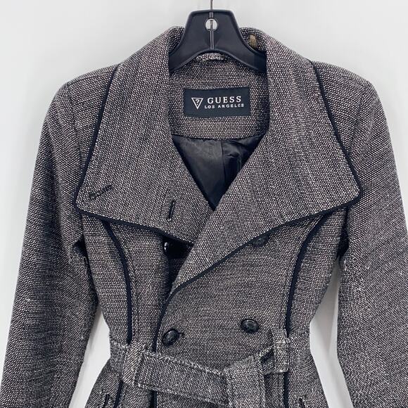 Guess Women's Black & White Tweed Double Breasted Jacket Coat Size XS - Picture 2 of 12
